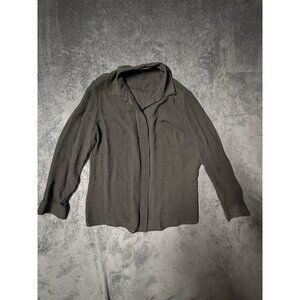 Giorgio Armani Made in Italy Blouse Button Up Sheer Black With Stripes